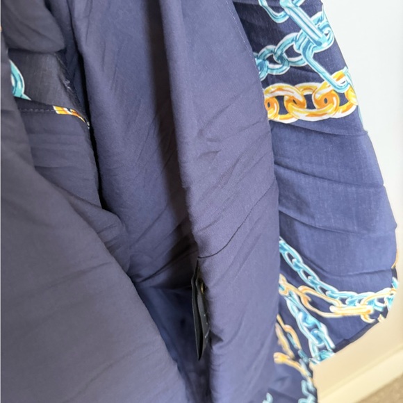 đź’‹NWTđź’‹Anthropologie Navy Chain-Print Backless Halter Maxi Dress 076 - Picture 8 of 10